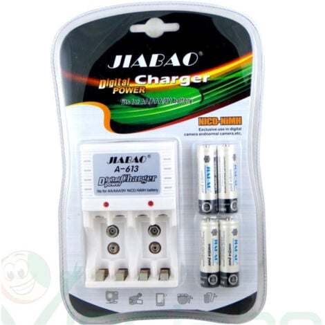 TrAdE Shop Traesio - Caricabatterie Per Pile Ricaricabili Carica Batteria Aa / Aaa / 9v A-613 -