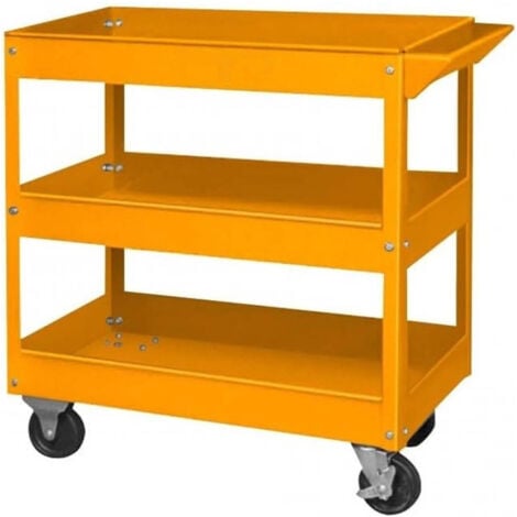 TrAdE Shop Traesio - Carrello Porta Attrezzi Da Officina Portautensili 3 Ripiani Con 4 Ruote Acciaio -