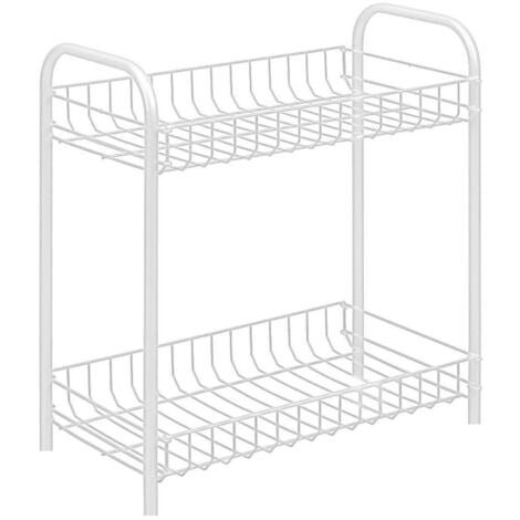 TrAdE Shop Traesio - Carrello Portaoggetti Porta Oggetti 2 Ripiani Bianco Per Cucina Bagno 36x20x30cm -