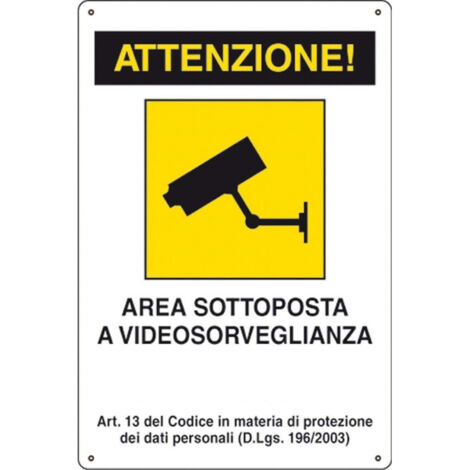 TrAdE Shop Traesio - Cartello Attenzione Area Sottoposta A Videosorveglianza Segnaletica Direzionale Sicurezza -