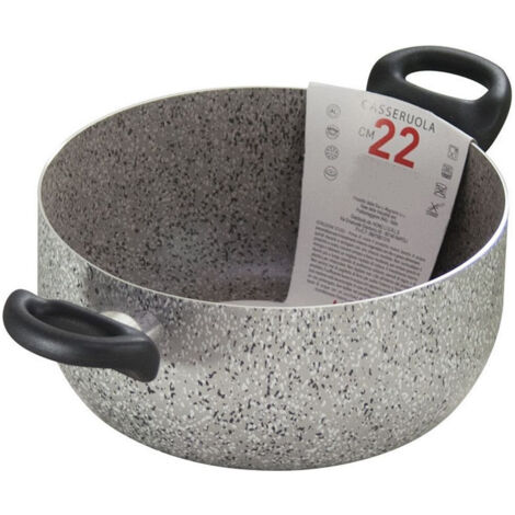 TrAdE Shop Traesio - Casseruola A Doppio Manico Nero Pentola Con Diametro Da 18-20-22-24 Cm Antiaderente Cucina -    -22 cm   -