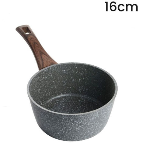TrAdE Shop Traesio - Casseruola Con Manico Legno Pentola Antiaderente Antigraffio Per Induzione Da ø16 A 20cm -    -diametro 16cm   -