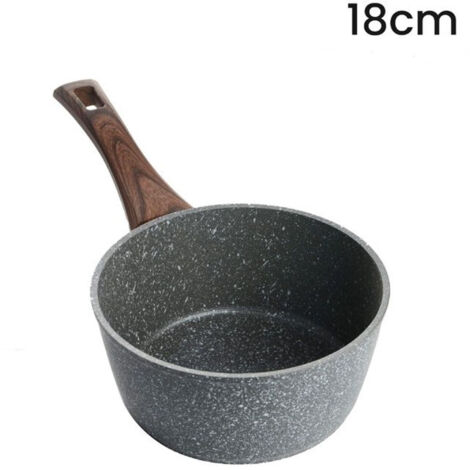 TrAdE Shop Traesio - Casseruola Con Manico Legno Pentola Antiaderente Antigraffio Per Induzione Da ø16 A 20cm -    -diametro 18cm   -