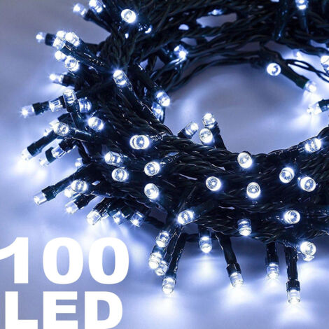 TrAdE Shop Traesio - Catena Luminosa 100 Luci Led Lucciole Luce Bianca Con Controller 8 Funzioni -