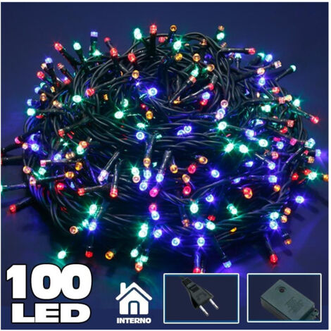 TrAdE Shop Traesio - Catena Luminosa 100 Luci Led Lucciole Multicolor Con Controller 8 Funzioni -