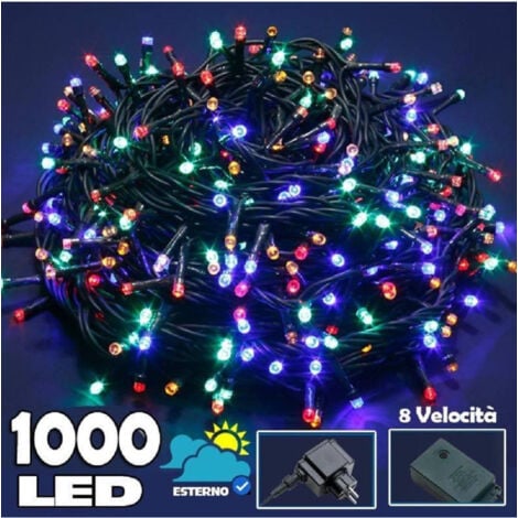 TrAdE Shop Traesio - Catena Luminosa 1000 Led Luci Albero Natale Lucciole Multicolore Esterno 24v -