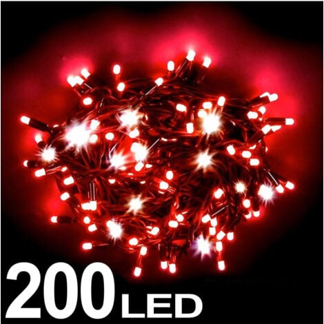 TrAdE Shop Traesio - Catena Luminosa 200 Luci Led Lucciole Colore Rosso Con Controller 8 Funzioni -
