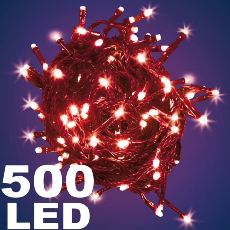TrAdE Shop Traesio - Catena Luminosa 500 Luci Led Lucciole Colore Rosso Con Controller Uso Interno -