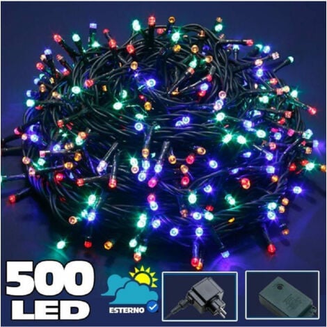 TrAdE Shop Traesio - Catena Luminosa 500 Luci Led Lucciole Multicolor Controller 8 Funzioni Esterno -