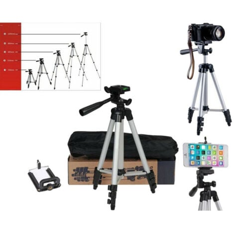 TrAdE Shop Traesio - Cavalletto Universale Fotocamera Treppiedi Tripode Supporto Alluminio Smartphone -