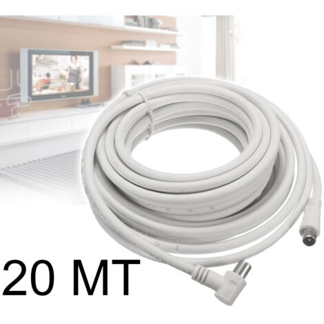 TrAdE Shop Traesio - Cavo Antenna Maschio Femmina 20 Metri Per Tv Spinotto Jack Maschio Femmina M/f -