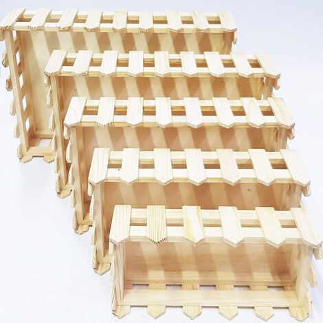 TrAdE Shop Traesio - Cestino Legno 5 Pezzi 64893 Matrioska Rettangolare Cassetta Portaoggetti -