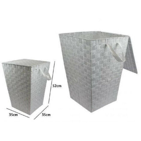 TrAdE Shop Traesio - Cesto Cestino Portatutto Portaoggetti Casa Coperchio 35x52cm 79102 Grigio Chiaro -