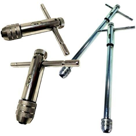 Set Di 6 Maschi Per Filettatura A Mano - Con Impugnatura A T Regolabile - Metriche M3, M4, M5, M6, M8 - Foto 4