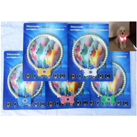TrAdE Shop Traesio - Collare 185 Mm Perle Led Luminoso Sicurezza Notturna Per Cani Gatti Animali -