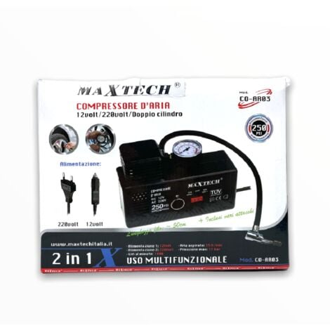 TrAdE Shop Traesio - Compressore Ad Aria 35lt 12v/220v Adattatori Inclusi Max 17bar Co-ar03 Portatile -