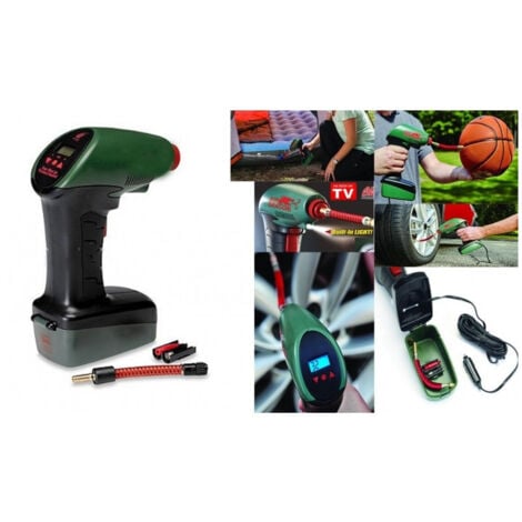 TrAdE Shop Traesio - Compressore D'aria Portatile Luce Led Presa Auto 12v Cavo 4,25mt Moto Campeggio -
