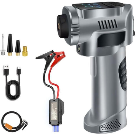 TrAdE Shop Traesio - Compressore D'aria Portatile Pompa Elettrica Wireless 4in1 8000mah Con Luce Emergenza Auto -
