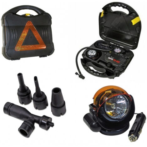 TrAdE Shop Traesio - Compressore D'aria Safe 12volt Manometro Triangolo Emergenza Auto Moto Portatile -