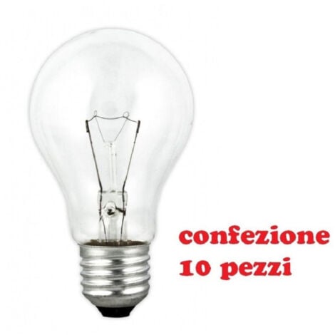 TrAdE Shop Traesio - Confezione 10 Lampadine A Goccia Incandescenza E27 220/240v 50/60hz 100w -