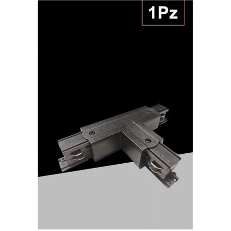 TrAdE Shop Traesio - Connettore Di Tipo A T Giunto Per Binario Trifase Colore Bianco Nero Gf071-t - Nero