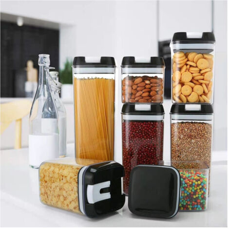 TrAdE Shop Traesio - Contenitori Ermetici Sottovuoto Per Alimenti Cucina Pasta Barattoli 7 Pezzi Porta Biscotti -