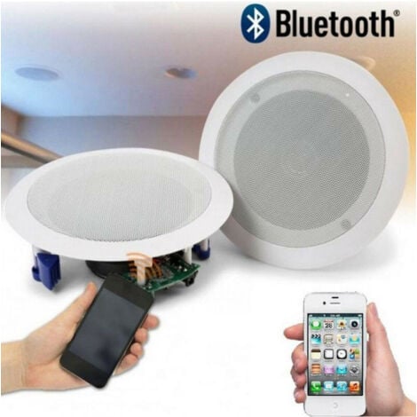 TrAdE Shop Traesio - Coppia Casse Acustiche 21cm Bluetooth Incasso Filodiffusione Negozi Cassa 20w -