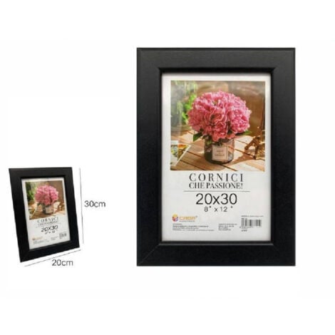 TrAdE Shop Traesio - Cornice Portafoto Porta Foto Fotografia 20 X 30 Cm 8"x12" Colore Nera 68653 -