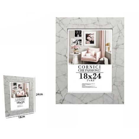 TrAdE Shop Traesio - Cornice Portafoto Quadri Tele Poster 18x24 Cm Modello Effetto Marmo Bianco 71652 -