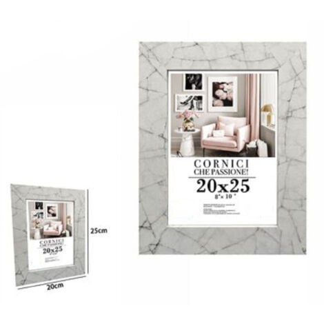 TrAdE Shop Traesio - Cornice Portafoto Quadri Tele Poster 20x25 Cm Modello Effetto Marmo Bianco 71653 -