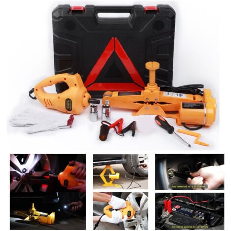 TrAdE Shop Traesio - Crick Elettrico Sollevatore Pantografo Auto 3 Ton 12v Avvitatore Impatto Bussole -
