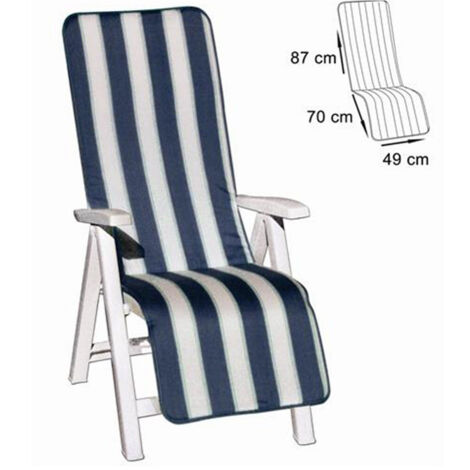 TrAdE Shop Traesio - Cuscino Coprisedia Sedia Sdraio Giardino Seduta Schienale Righe Blu 157x49cm -