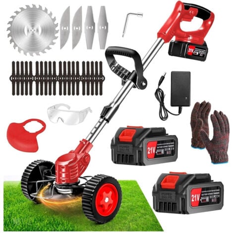 TrAdE Shop Traesio - Decespugliatore A Batteria 21v Tagliabordi Elettrico Altezza Regolabile Per Giardini -