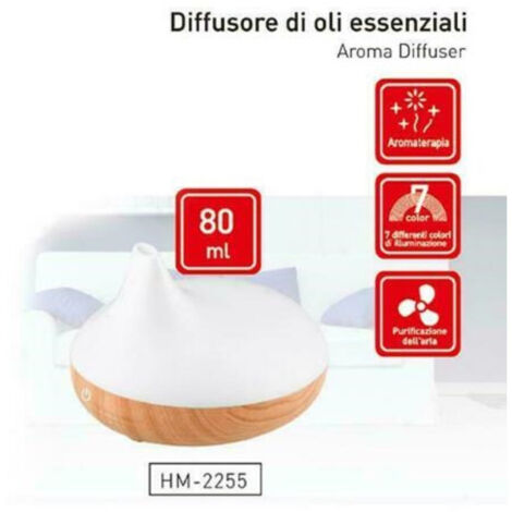 TrAdE Shop Traesio - Diffusore Di Aromi Oli Essenziali 80ml A Ultrasuoni Aromaterapia Usb Profumatore -