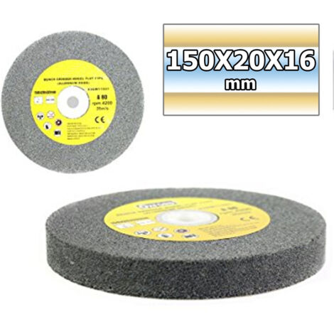 TrAdE Shop Traesio - Disco Mola Da Banco Pietra Abrasiva Ossido Alluminio Tipo Flat 150x20x16 Mm -