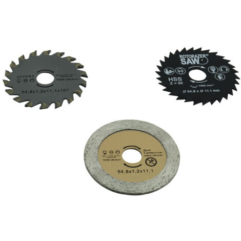 TrAdE Shop Traesio - Disco Taglio Legno Pvc Plastica Mini Dischi Sega Circolare 3 Pz ø54.8mm ø11.1mm -
