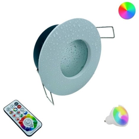TrAdE Shop Traesio - Faretto A Led Da Incasso Per Bagno Box Doccia Lampada Rgbw 10w Gu10 Cromoterapia - Bianco