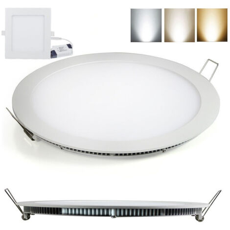TrAdE Shop Traesio - Faretto Led 18w Ultra Slim Quadrato Incasso A Molla Con Led Driver 22.5cm - -Bianco Freddo Tondo -