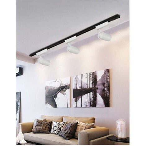 TrAdE Shop Traesio - Faretto Led Cob Con Binario 30w Lampada Pista Luce Naturale Fredda Calda F30w-9a - -Bianco Naturale -