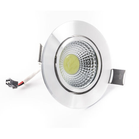 TrAdE Shop Traesio - Faretto Led Cob Incasso Da 3w 5w 7w 12w 20w 30w Con Molle Alette Alta Potenza - Silver-Bianco Freddo-5 Watt