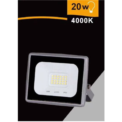 TrAdE Shop Traesio - Faretto Led Faro 20 W 1800 Lm Ip65 Grigio Luce Calda Fredda Naturale Ek02-20w-g - -Bianco Naturale -