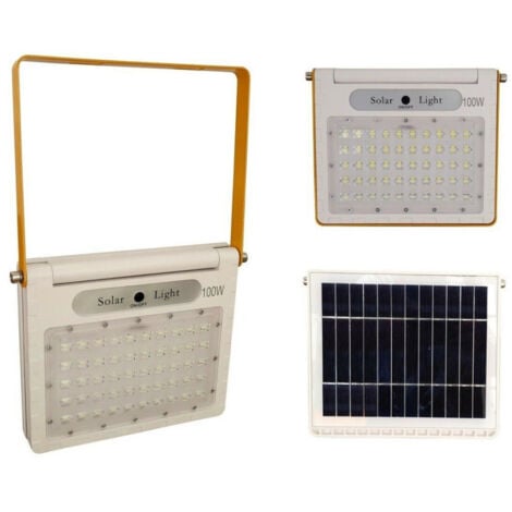 TrAdE Shop Traesio - Faro Faretto Led Con Pannello Solare Pieghevole Staffa 100w 50 Led Hy52300 -