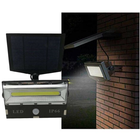 TrAdE Shop Traesio - Faro Faretto Led Sensore Movimento E Pannello Solare Ricaricabile Luce Bianca -