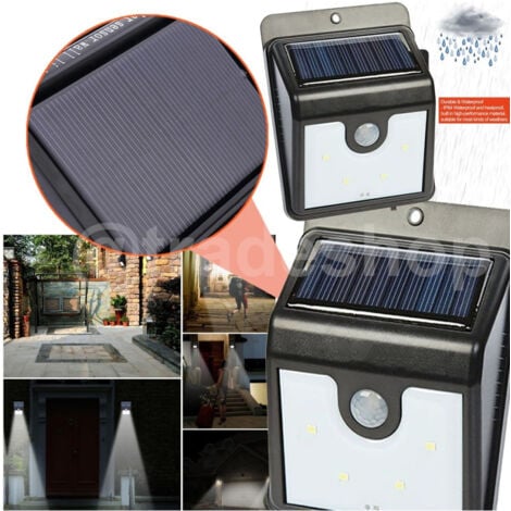 TrAdE Shop Traesio - Faro Faretto Pannello Solare Sensore Movimento E Crepuscolare 4 Led Per Esterno -