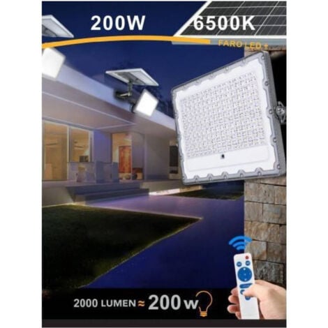 TrAdE Shop Traesio - Faro Led 200 Watt Crepuscolare Pannello Energia Solare Telecomando Ip65 Sl-200w -