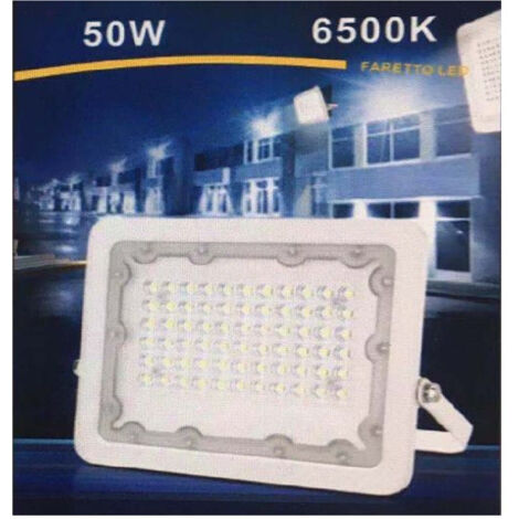 TrAdE Shop Traesio - Faro Led 50w Faretto Ultra Slim Bianco Esterno Luce Naturale Fredda Calda Fs50w-b - -Bianco Freddo      -