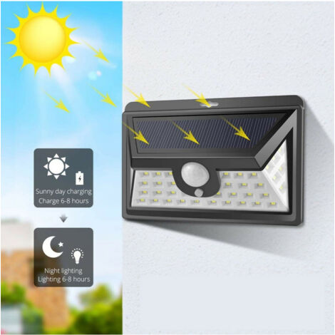 TrAdE Shop Traesio - Faro Led Con Pannello Solare Crepuscolare 24 Led Sensore Movimento Crepuscolare -