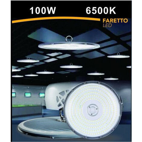 TrAdE Shop Traesio - Faro Led Slim Industriale 100w Ufo Lampada Riflettore Ip65 Luce Fredda He02-100w -