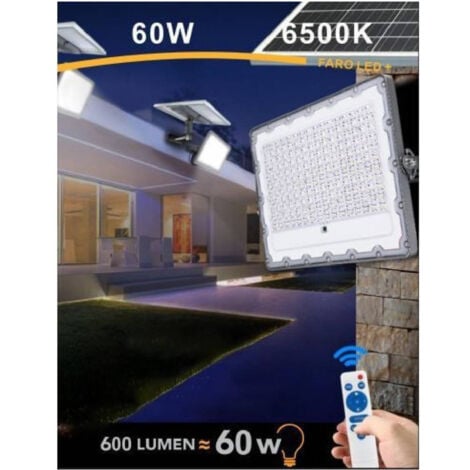 TrAdE Shop Traesio - Faro Led Solare 60w Crepuscolare Pannello Energia Solare Telecomando Ip65 Sl-60w -