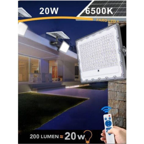 TrAdE Shop Traesio - Faro Led Solare Crepuscolare 20w Pannello Energia Solare Telecomando Ip65 Sl-20w -
